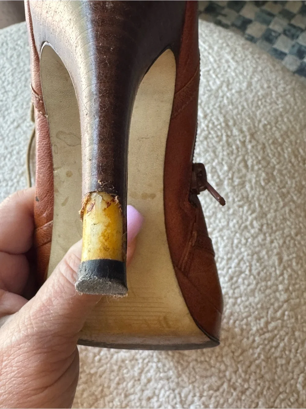 Carlos by Carlos Santana Cognac Brown Lace-Up High Heel Ankle Boots